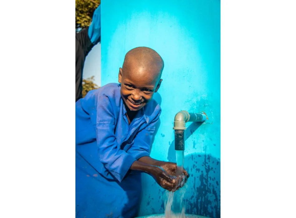 Smiling Child Collecting Clean Water Yassinrou Benin